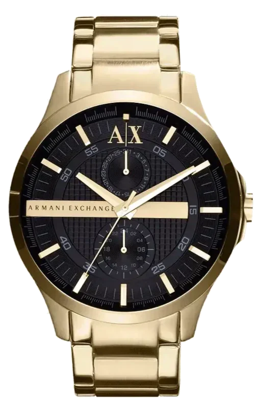 Armani Exchange Hampton AX2122 Men's Chronograph Watch – Black Dial with Gold Stainless Steel Strap